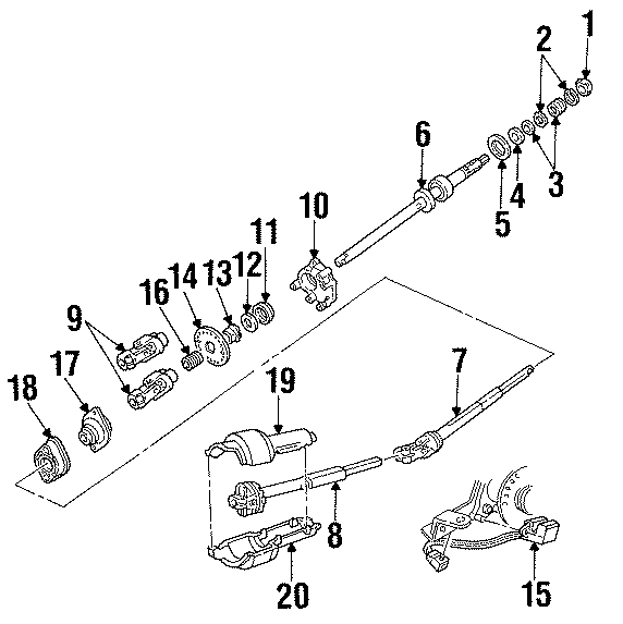 Diagram STEERING COLUMN. SHAFT & INTERNAL COMPONENTS. for your 2000 Mercury Grand Marquis   