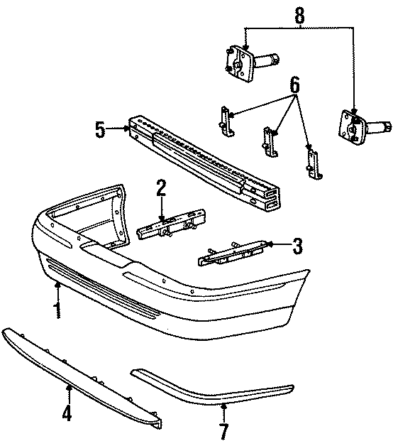 Diagram REAR BUMPER. BUMPER & COMPONENTS. for your 1993 Ford F-150  XLT Standard Cab Pickup Stepside 