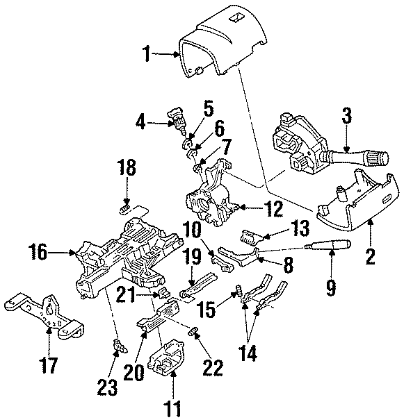 Diagram STEERING COLUMN. SHROUD. SWITCHES & LEVERS. for your Mercury Cougar  