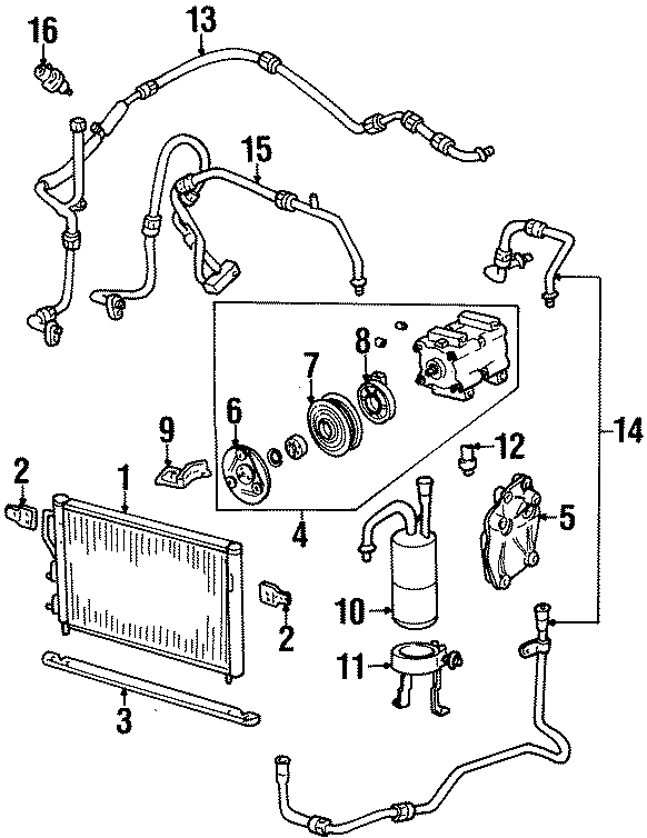 Diagram AIR CONDITIONER & HEATER. COMPRESSOR & LINES. CONDENSER. for your Mercury