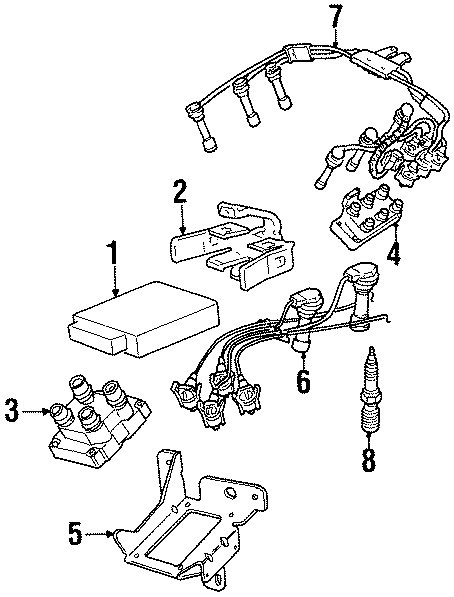 Diagram IGNITION SYSTEM. for your 1996 Ford Ranger 3.0L Vulcan V6 M/T RWD XLT Extended Cab Pickup Fleetside 