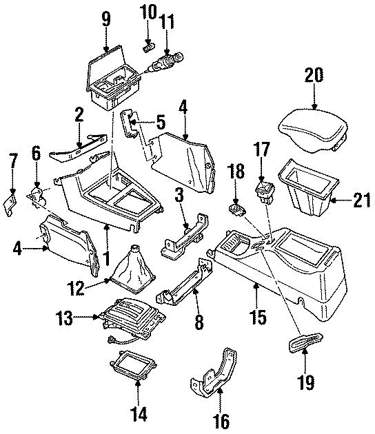 Diagram CONSOLE. CENTER. for your 1993 Ford Mustang   