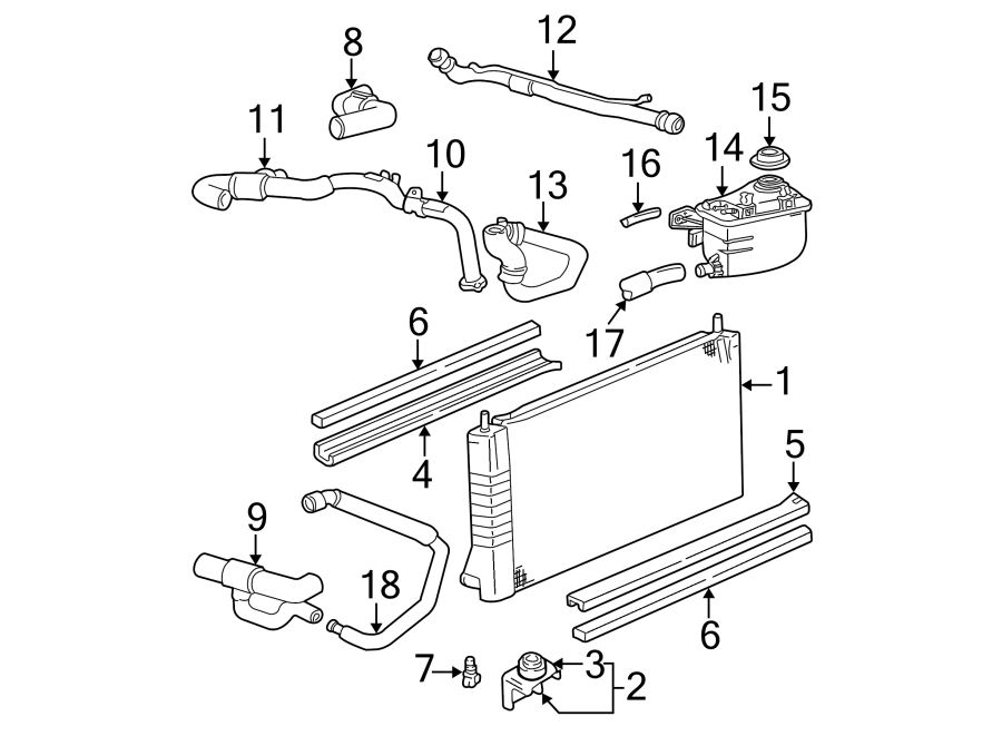 Diagram RADIATOR & COMPONENTS. for your Mercury Sable  