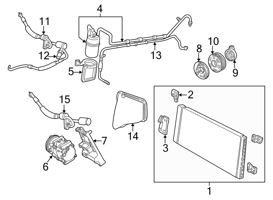 Diagram AIR CONDITIONER & HEATER. COMPRESSOR & LINES. CONDENSER. for your 1998 Ford F-150 5.4L Triton V8 CNG M/T RWD XLT Extended Cab Pickup Fleetside 
