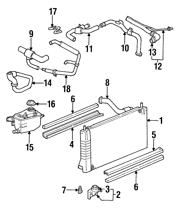 Diagram RADIATOR & COMPONENTS. for your Mercury Sable  