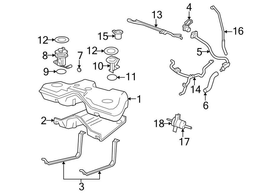 Diagram FUEL SYSTEM COMPONENTS. for your 2008 Ford F-150 5.4L Triton V8 FLEX M/T RWD XL Extended Cab Pickup Fleetside 