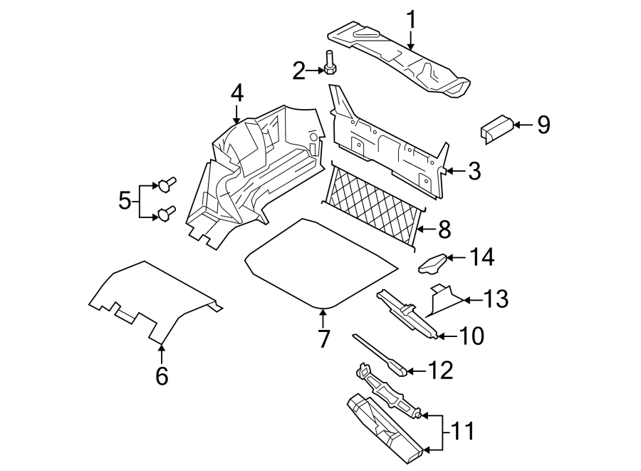 Diagram TRUNK LID. INTERIOR TRIM. for your 2003 Ford F-150 5.4L Triton V8 M/T 4WD XL Extended Cab Pickup Stepside 