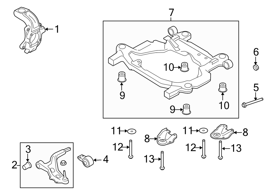 Diagram FRONT SUSPENSION. SUSPENSION COMPONENTS. for your Mercury