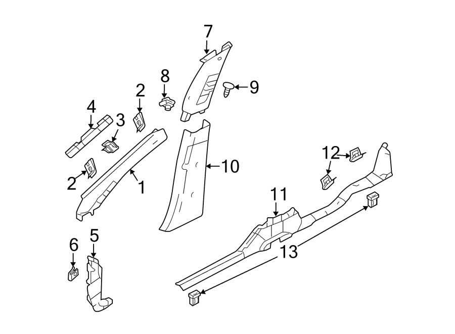 Diagram PILLARS. ROCKER & FLOOR. INTERIOR TRIM. for your Lincoln MKZ  