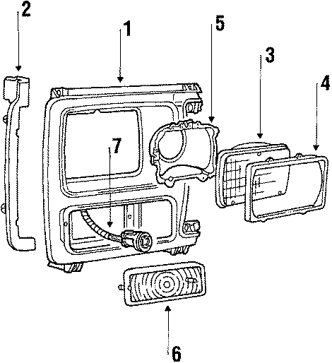 Diagram FRONT LAMPS. HEADLAMPS. PARK LAMPS. for your 1986 Ford F-150 5.8L HO V8 A/T 4WD Base Extended Cab Pickup Fleetside 