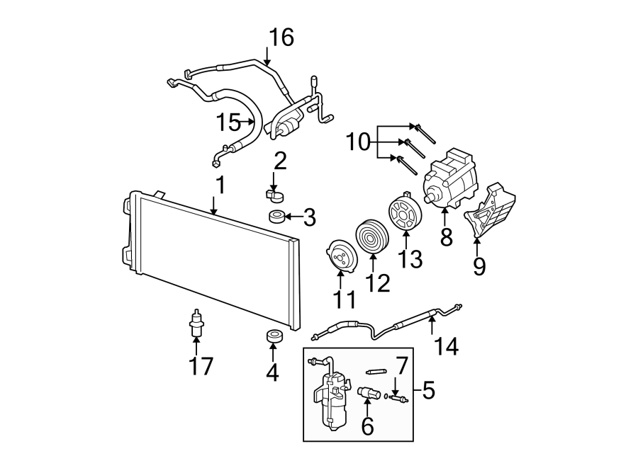 Diagram AIR CONDITIONER & HEATER. COMPRESSOR & LINES. for your 2024 Ford Ranger   