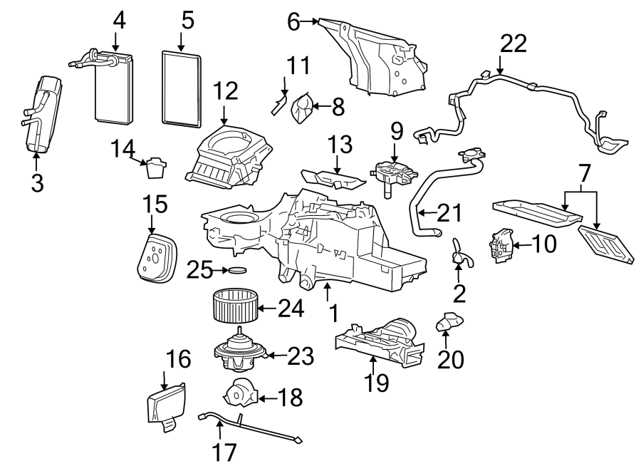 Diagram AIR CONDITIONER & HEATER. EVAPORATOR & HEATER COMPONENTS. for your 2009 Ford Expedition   