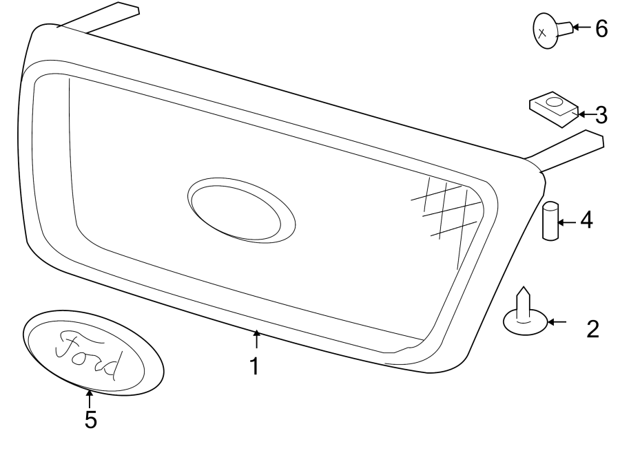 Diagram HOOD & GRILLE. GRILLE & COMPONENTS. for your 1996 Ford F-150   