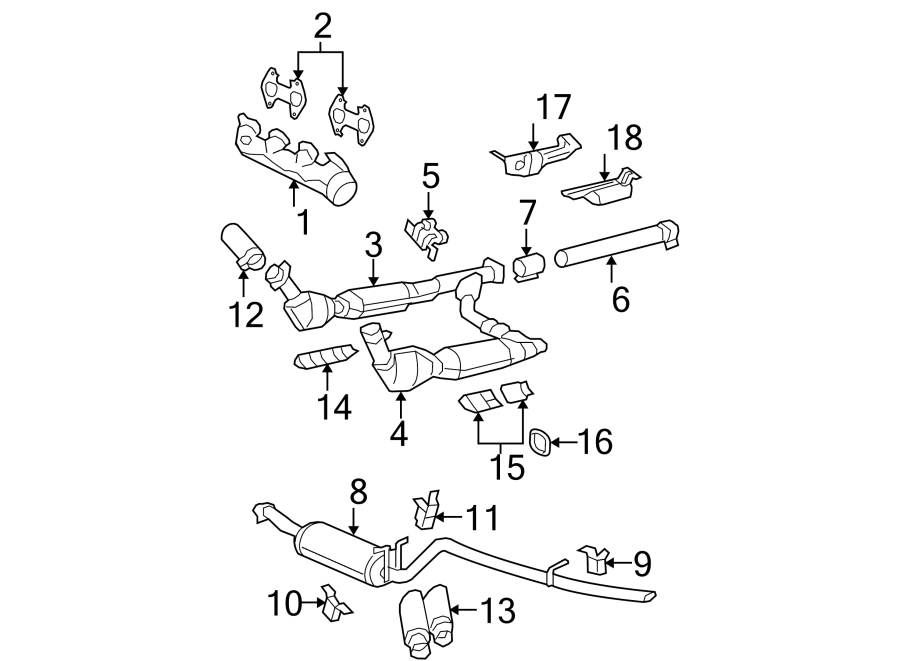 Diagram EXHAUST SYSTEM. EXHAUST COMPONENTS. for your 2019 Ford F-150 3.3L Duratec V6 FLEX A/T RWD XLT Extended Cab Pickup Fleetside 