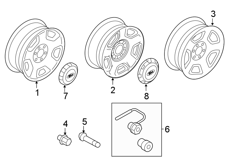 Diagram WHEELS. for your 2007 Ford F-150 4.2L Triton V6 A/T 4WD XL Standard Cab Pickup Fleetside 