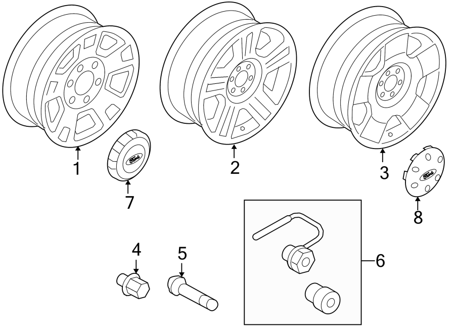 Diagram WHEELS. for your 2007 Ford F-150 4.2L Triton V6 A/T 4WD XL Standard Cab Pickup Fleetside 