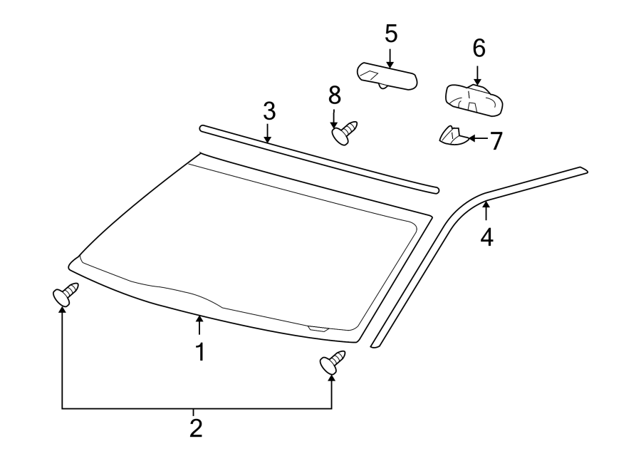 Diagram WINDSHIELD. GLASS. for your 2007 Ford F-150 5.4L Triton V8 A/T 4WD XLT Standard Cab Pickup Fleetside 