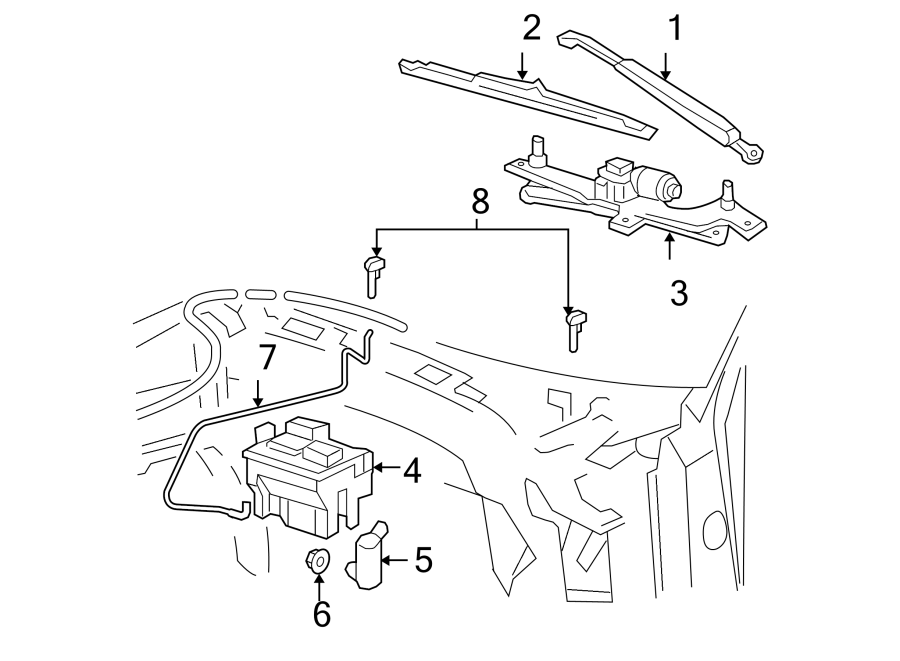 Diagram WINDSHIELD. WIPER & WASHER COMPONENTS. for your Ford