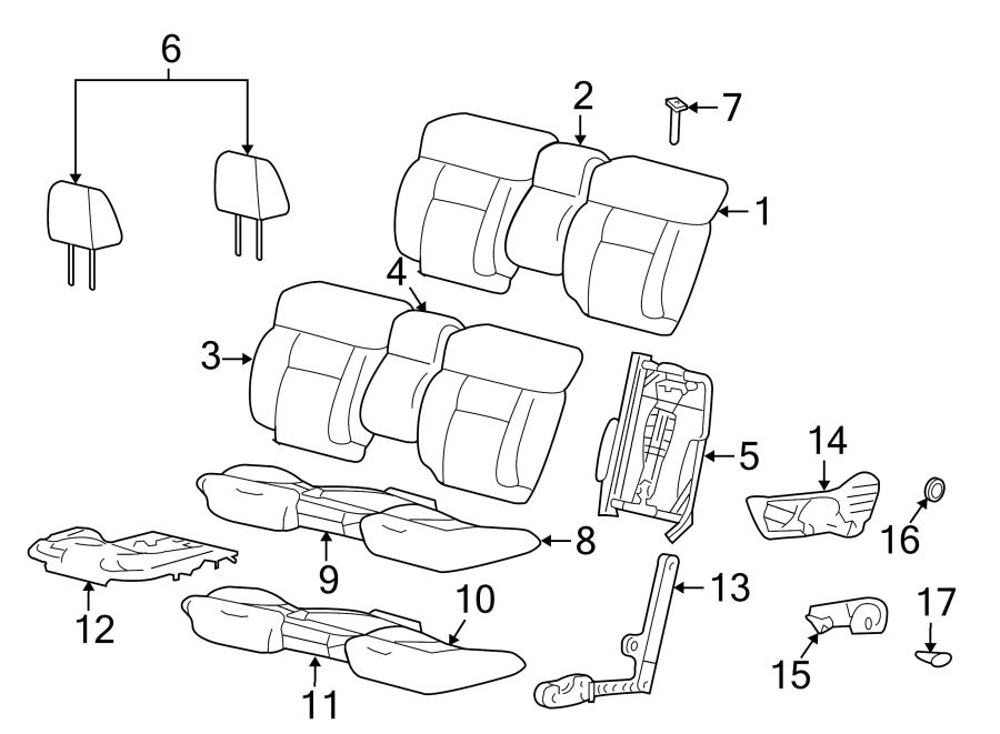 Diagram SEATS & TRACKS. FRONT SEAT COMPONENTS. for your 2007 Ford F-150 5.4L Triton V8 A/T RWD FX2 Crew Cab Pickup Fleetside 