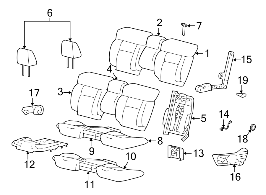 Diagram Seats & tracks. Front seat components. for your 2007 Ford F-150 5.4L Triton V8 A/T RWD FX2 Crew Cab Pickup Fleetside 