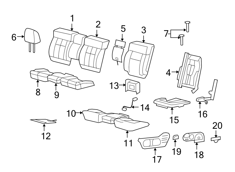 Diagram SEATS & TRACKS. FRONT SEAT COMPONENTS. for your 2004 Ford Expedition   