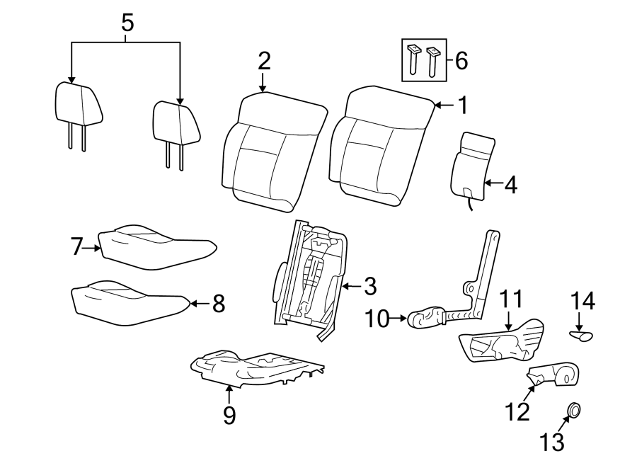 Diagram SEATS & TRACKS. FRONT SEAT COMPONENTS. for your 2007 Ford F-150 5.4L Triton V8 A/T RWD FX2 Crew Cab Pickup Fleetside 