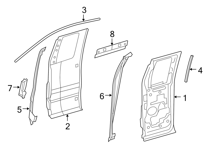 Diagram REAR DOOR. DOOR & COMPONENTS. for your Ford F-150  