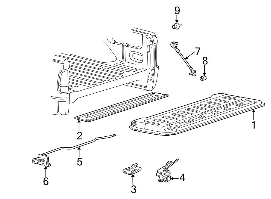 Diagram PICK UP BOX. TAIL GATE. for your Ford