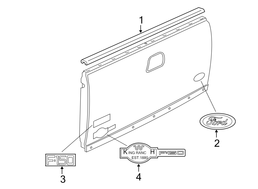 Diagram PICK UP BOX. EXTERIOR TRIM. for your 2007 Ford F-150  Lariat Extended Cab Pickup Fleetside 