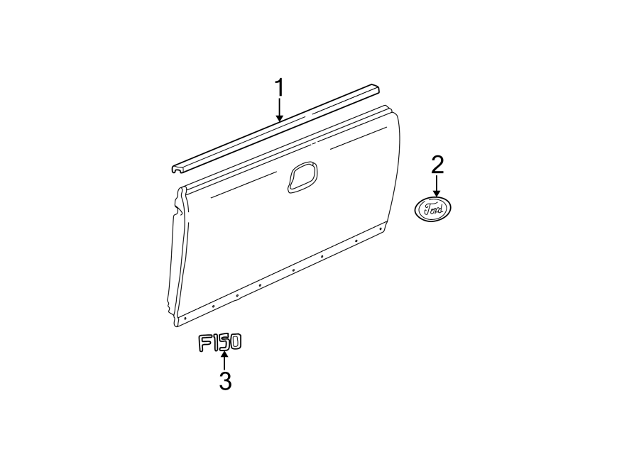 Diagram PICK UP BOX. EXTERIOR TRIM. for your Ford