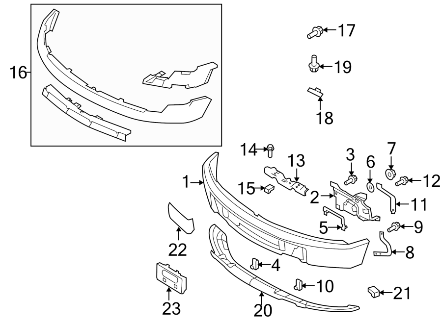 Diagram Front bumper. Bumper & components. for your 2013 Ford F-150 6.2L V8 A/T 4WD Lariat Crew Cab Pickup Fleetside 