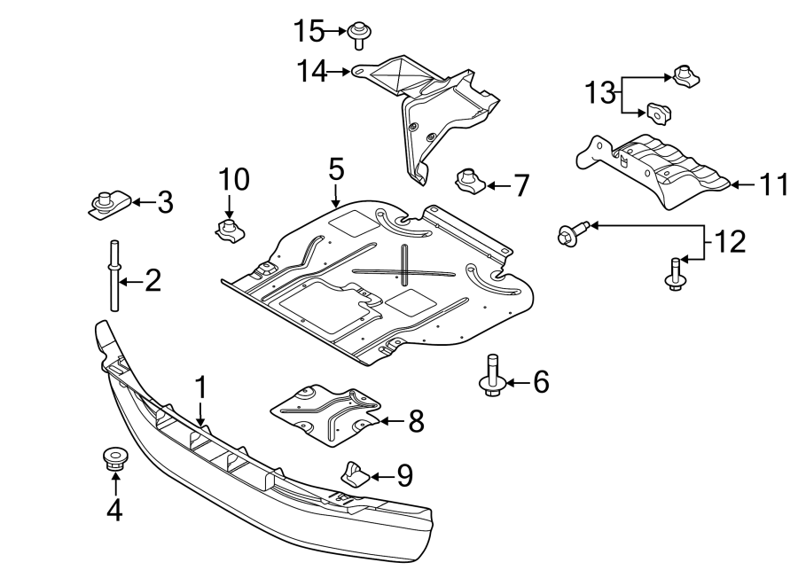 Diagram RADIATOR SUPPORT. SPLASH SHIELDS. for your 2014 Ford F-150   