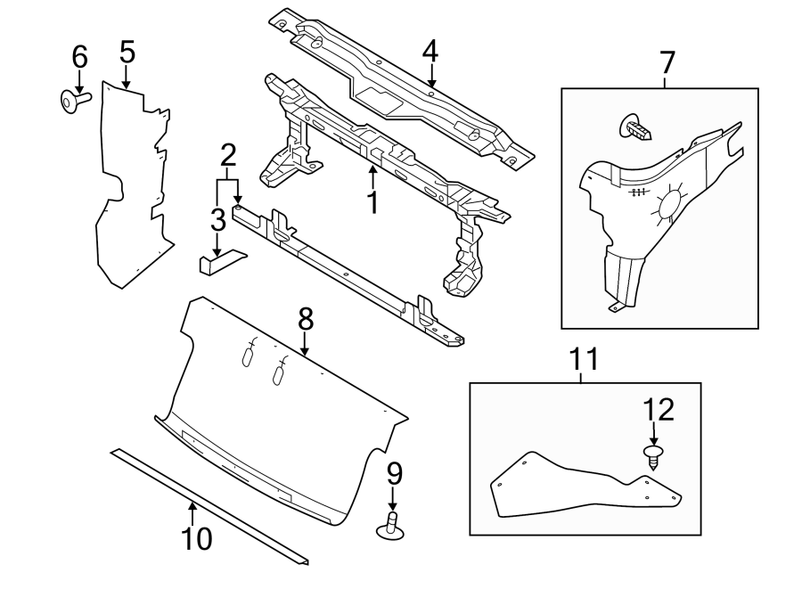 Diagram RADIATOR SUPPORT. for your 2011 Ford F-150 5.0L V8 FLEX A/T 4WD FX4 Crew Cab Pickup Fleetside 