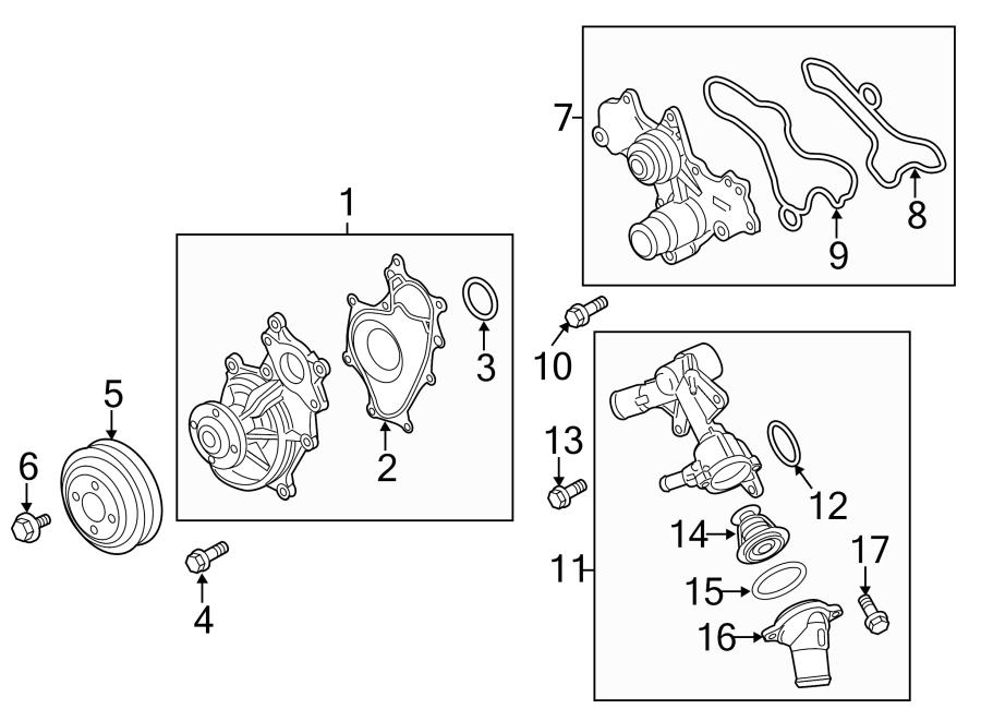 Diagram WATER PUMP. for your 2013 Ford Police Interceptor Utility 3.7L V6 A/T FWD Base Sport Utility 