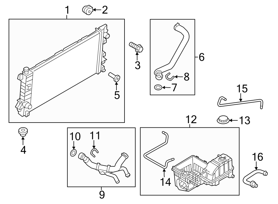 Diagram RADIATOR & COMPONENTS. for your Ford F-150  