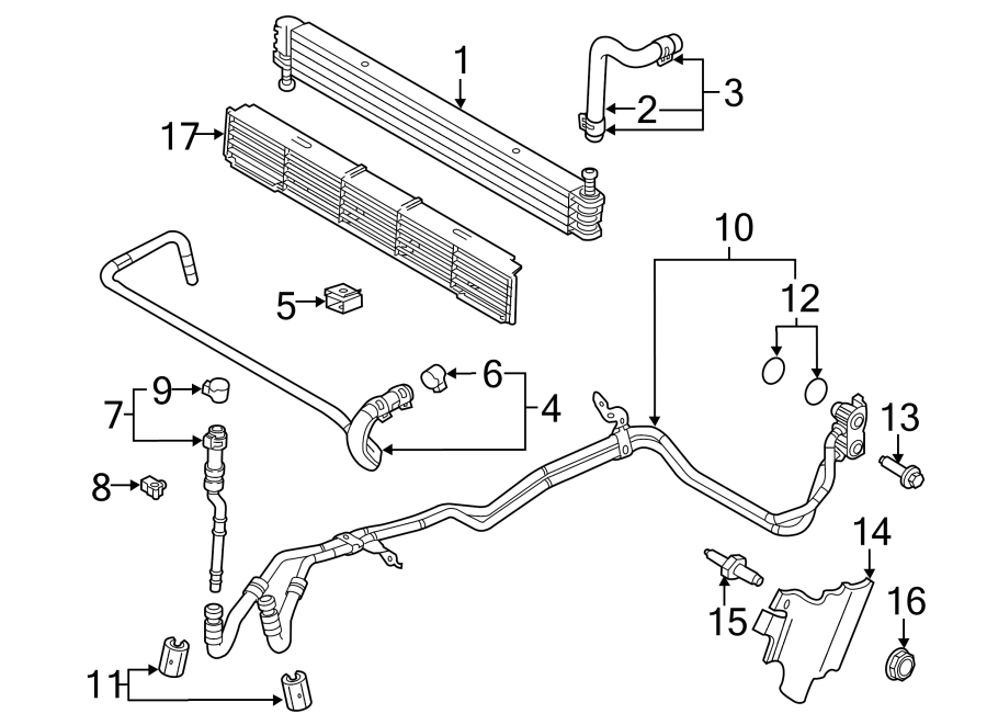 Diagram TRANS oil cooler. for your 2013 Ford F-150 5.0L V8 FLEX A/T RWD FX2 Extended Cab Pickup Fleetside 