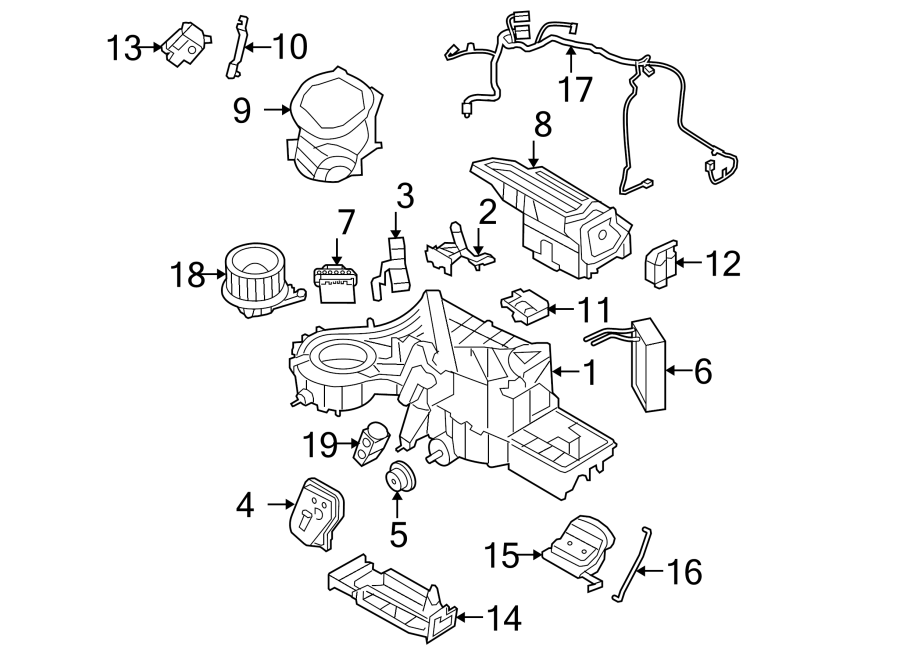 Diagram Air conditioner & heater. Evaporator & heater components. for your 2012 Ford F-150  XL Extended Cab Pickup Fleetside 