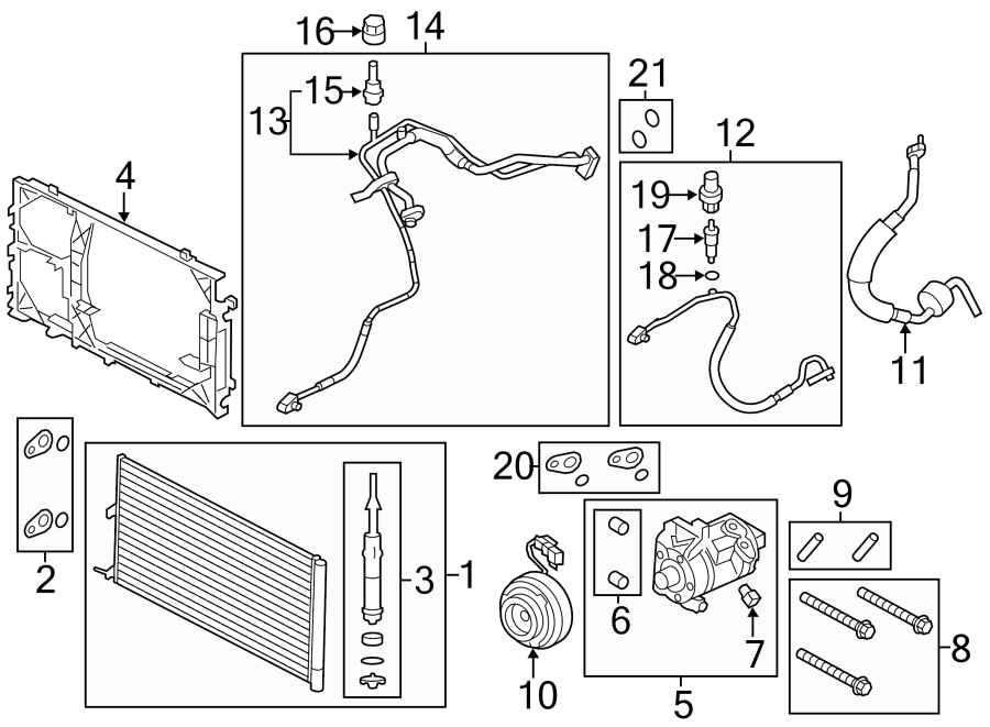 Diagram Air conditioner & heater. Compressor & lines. Condenser. for your 2012 Ford F-150  XLT Crew Cab Pickup Fleetside 