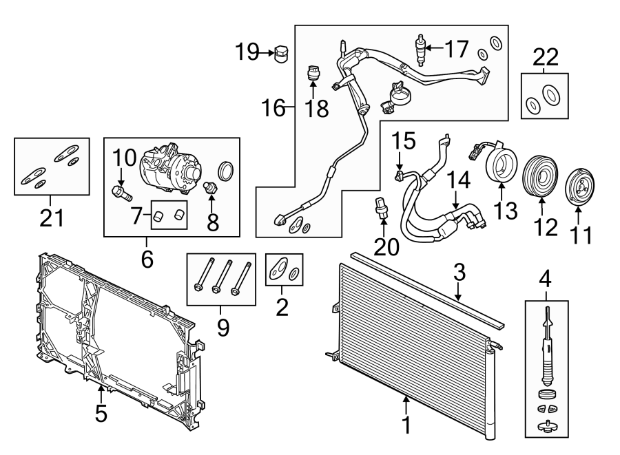 Diagram AIR CONDITIONER & HEATER. COMPRESSOR & LINES. CONDENSER. for your 2013 Ford F-150 5.0L V8 FLEX A/T RWD Platinum Crew Cab Pickup Fleetside 