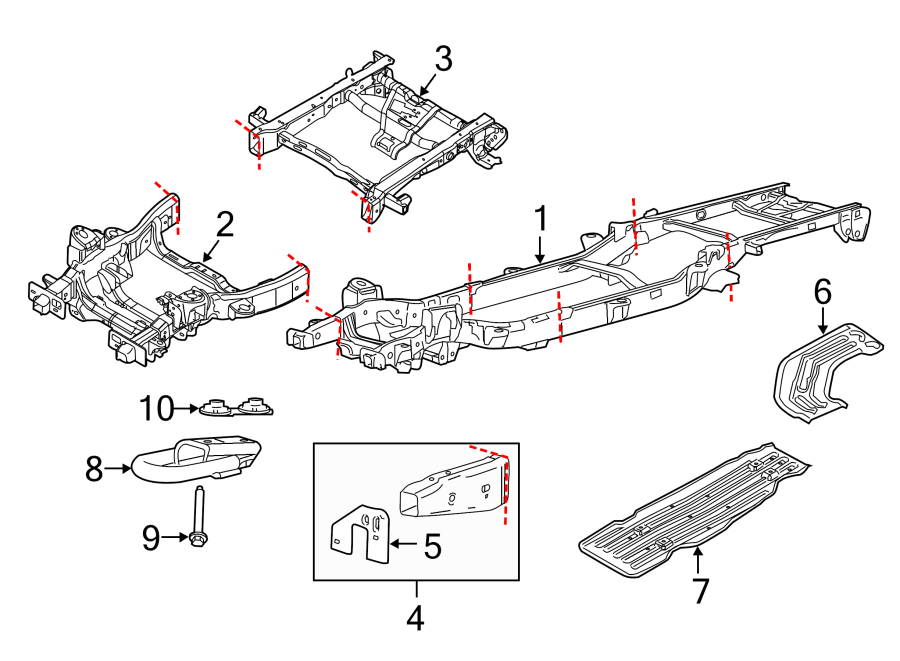 Diagram FRAME & COMPONENTS. for your 2012 Ford F-150 3.5L EcoBoost V6 A/T 4WD XL Extended Cab Pickup Fleetside 