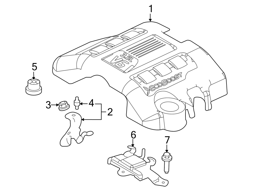 Diagram ENGINE APPEARANCE COVER. for your Ford