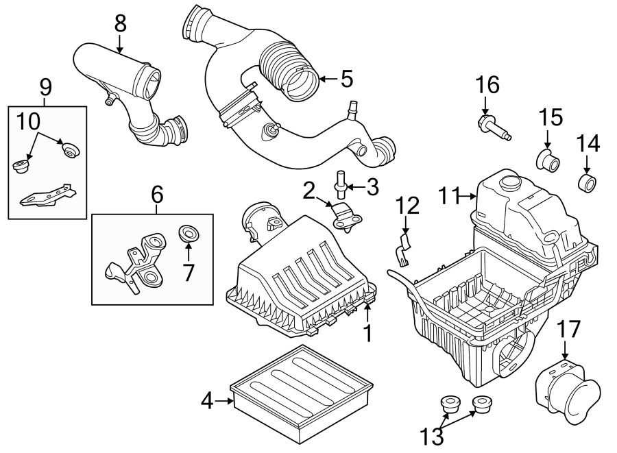 Diagram AIR INTAKE. for your 2015 Lincoln MKZ Hybrid Sedan  