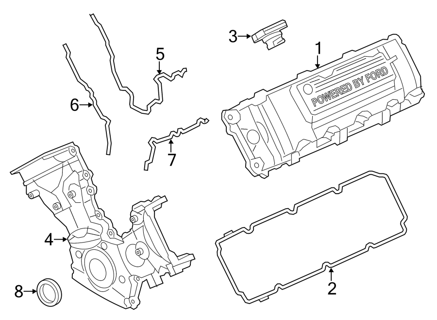 Diagram VALVE & TIMING COVERS. for your Ford