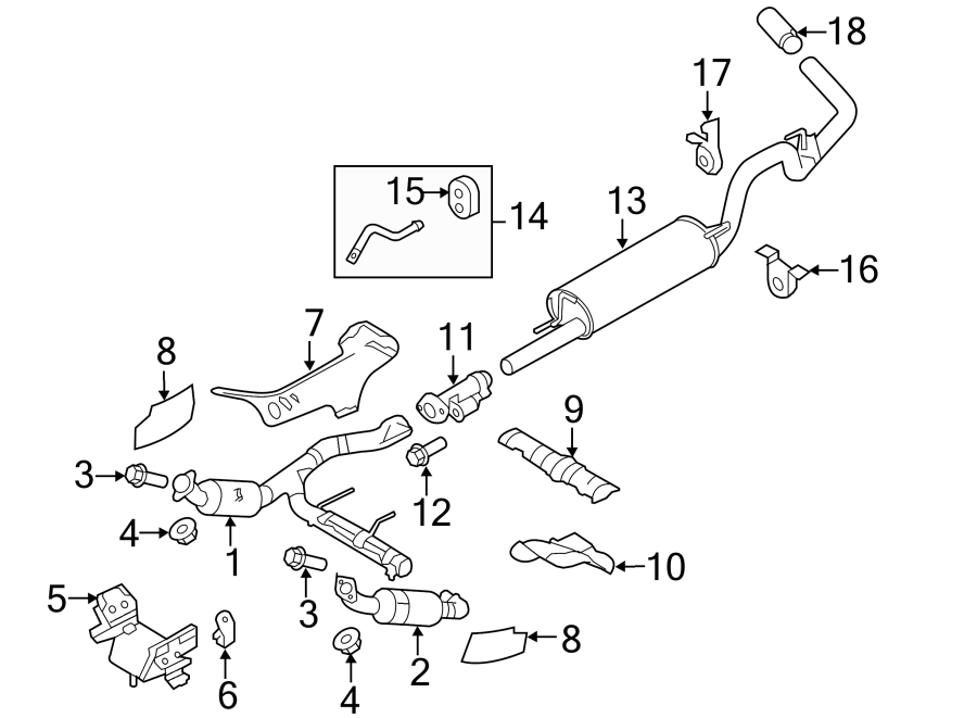 Diagram EXHAUST SYSTEM. for your 2014 Lincoln MKZ Base Sedan  