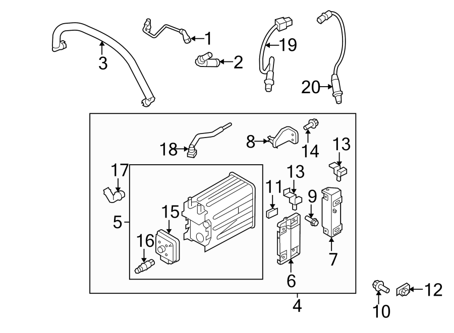 Diagram Emission system. Emission components. for your 2015 Lincoln MKZ Hybrid Sedan  