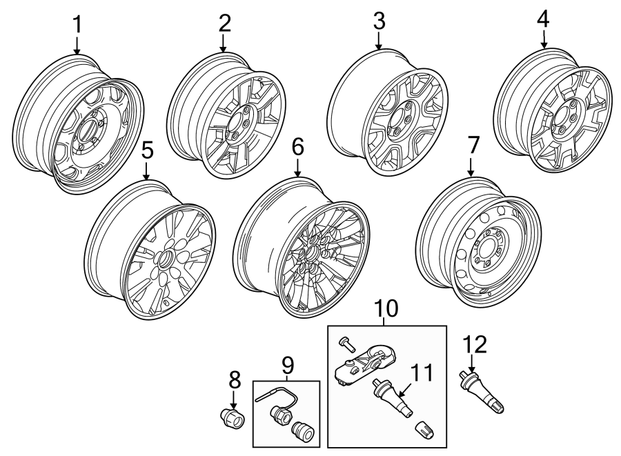 Diagram Wheels. for your 2013 Ford F-150 3.5L EcoBoost V6 A/T RWD XLT Crew Cab Pickup Fleetside 