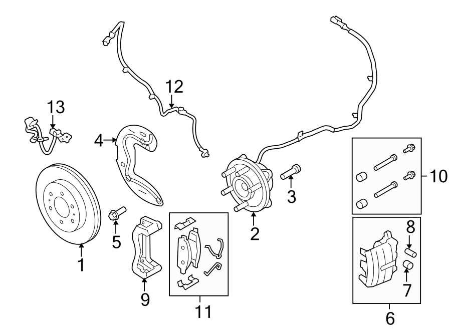 Diagram Front suspension. Brake components. for your 2019 Ford F-150 3.3L Duratec V6 FLEX A/T RWD XL Crew Cab Pickup Fleetside 