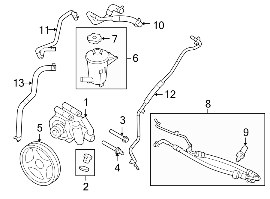 Diagram STEERING GEAR & LINKAGE. PUMP & HOSES. for your 1995 Ford