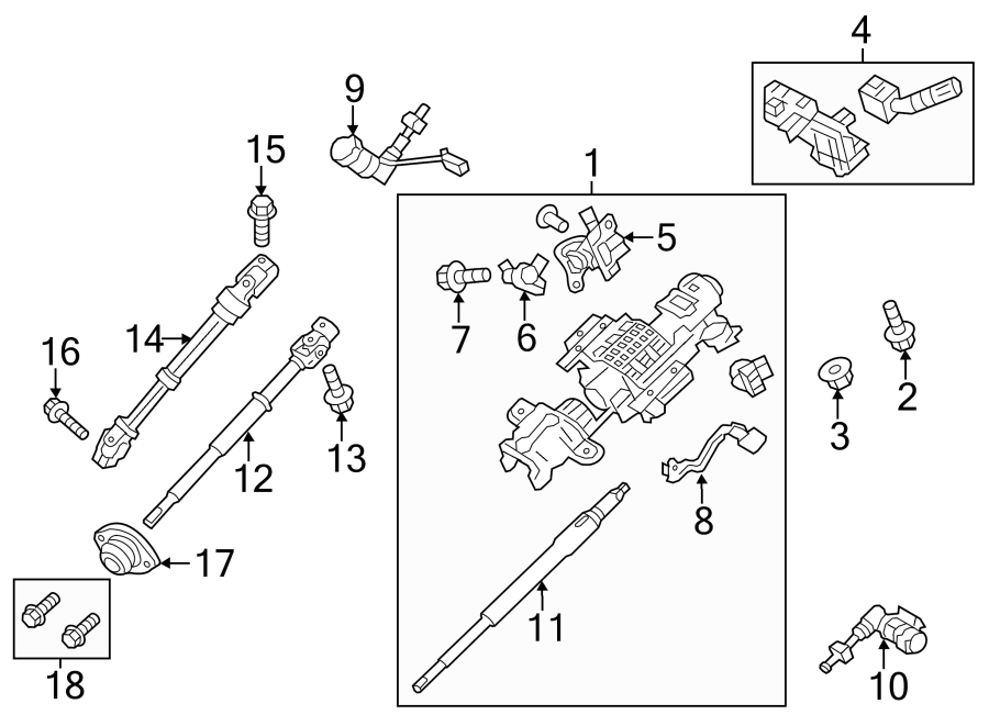 Diagram STEERING COLUMN ASSEMBLY. for your 2012 Ford F-150 3.5L EcoBoost V6 A/T RWD XLT Standard Cab Pickup Fleetside 