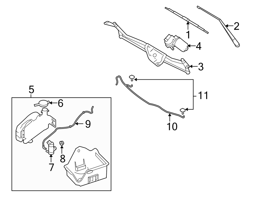 Diagram WINDSHIELD. WIPER & WASHER COMPONENTS. for your Ford